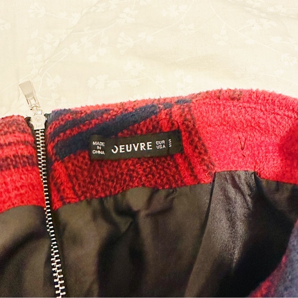 Oeuvre Red Plaid Skirt Winter - Picture 2 of 3